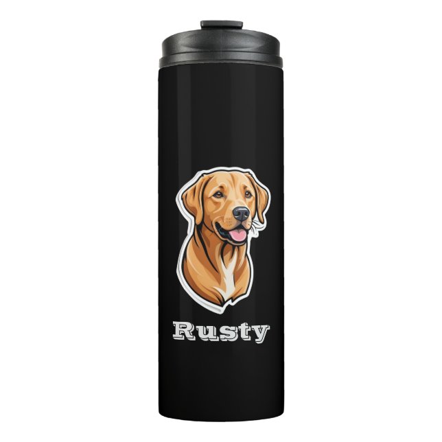 Cool Labrador Retriever Sticker Custom Photo Black Thermal Tumbler (Front)
