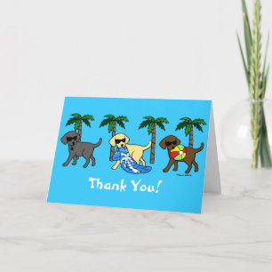 Cool Labradors Beach Party Carte de remerciements