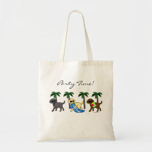Cool Labradors Beach Party Cartoon Tote Bag