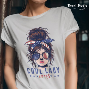 Cool Lady Votes Vintage Messy Hair Lady Election T-Shirt