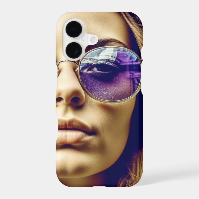 Cool Lady with Reflection in her Sunglasses iPhone Case (Back)