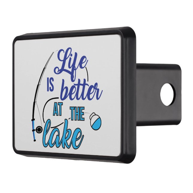 cool lake better life word art  trailer hitch cover (Left)