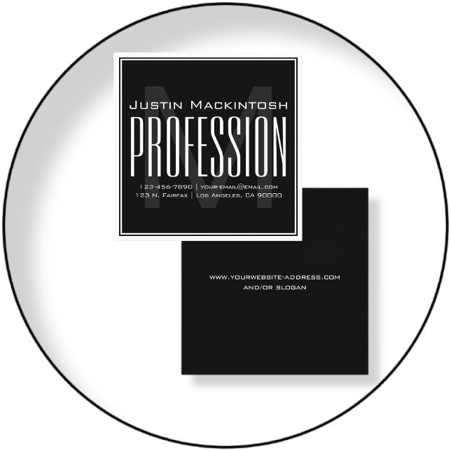 Cool Large Modern Initial | Black & White Square Business Card (Creator Uploaded)