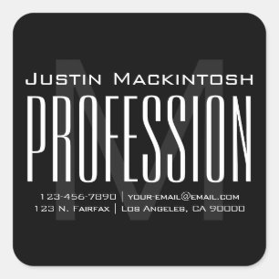 Cool Large Modern Initial   Black & White Square Square Sticker