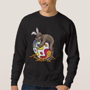 Cool Lazy Sloth Bunny On Easter Sunday Egg Funny Sweatshirt