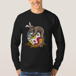 Cool Lazy Sloth Bunny On Easter Sunday Egg Funny T-Shirt