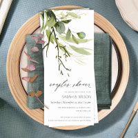 COOL LEAFY GREEN FOLIAGE WATERCOLOR COUPLES SHOWER
