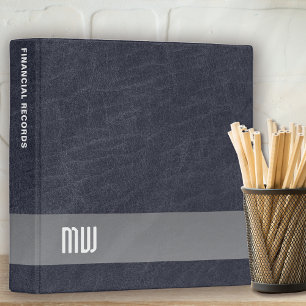 Cool Leather Metal Stripe Bold Monogram Binder