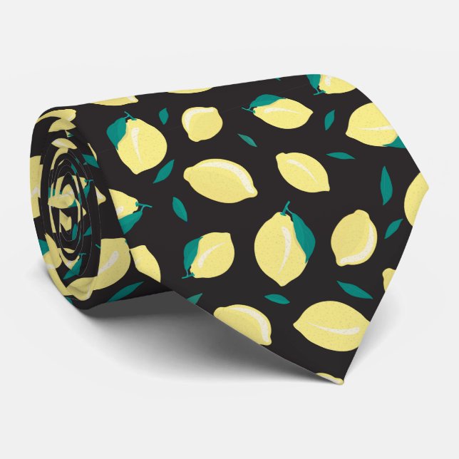 cool lemon fruit tiled pattern neck tie  (Rolled)