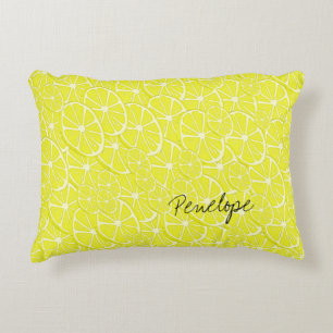 Cool Lemon Slices Pattern Signature Add Your Name Accent Pillow