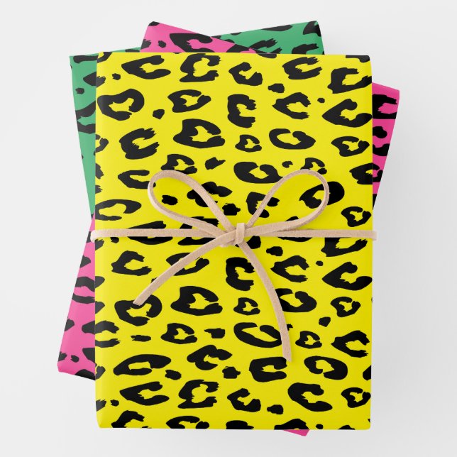 Cool leopard print Christmas Wrapping Paper Sheets (In situ)