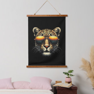 Cool Leopard Wearing Sunglasses Stylish Leopard  Hanging Tapestry