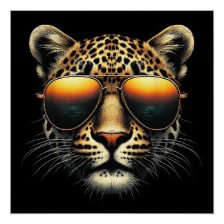 Cool Leopard Wearing Sunglasses Stylish Leopard  Poster