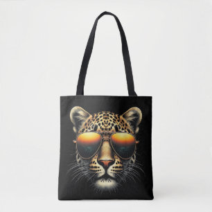 Cool Leopard Wearing Sunglasses Stylish Leopard Tote Bag