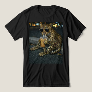 Cool Leopard With Sunglasses Iced Coffee  Tri-Blend Shirt