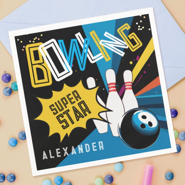 Cool Let's Strike Up Colourful Bowling Star Party Napkin (Creator Uploaded)