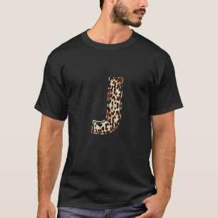 Cool Letter J Initial Name Leopard Cheetah Print  T-Shirt