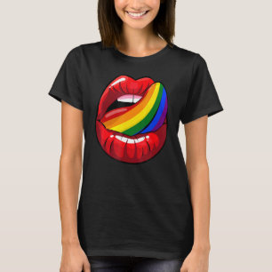 Cool Lgbt Pride Lip And Tongue Rainbow Colors T-Shirt