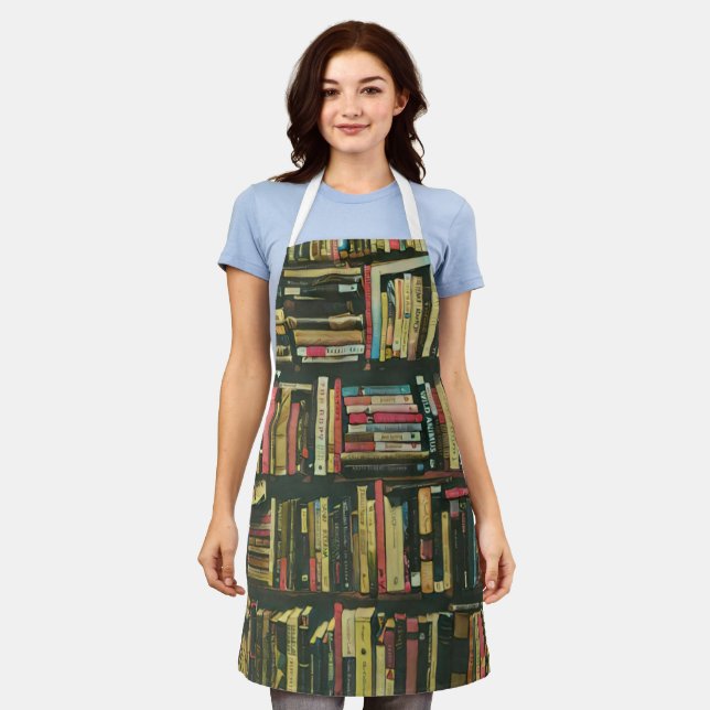 Cool library lover gift apron (Worn)