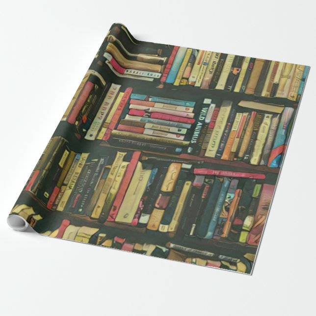 Cool library lover gift wrapping paper (Unrolled)