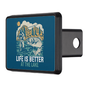 cool life better lake word art  trailer hitch cover