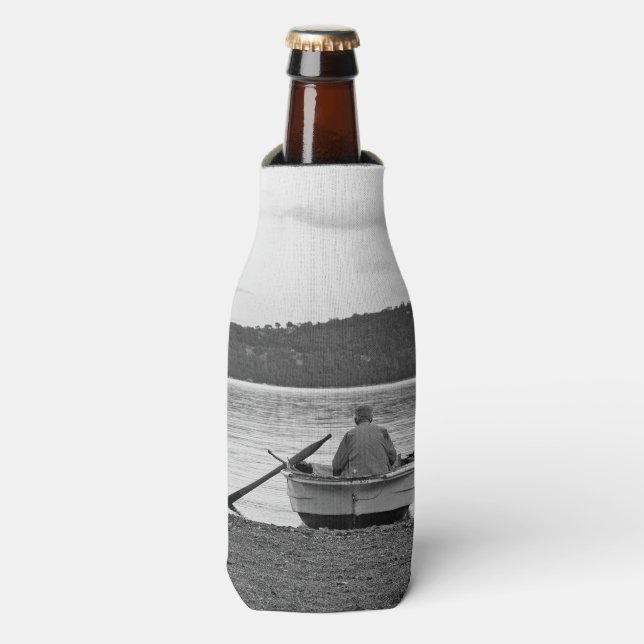 Cool lifestyle cultural photo of Aegean fisherman Bottle Cooler (Bottle Front)