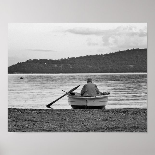 Cool lifestyle cultural photo of Aegean fisherman Poster (Front)