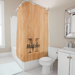 Cool light brown bamboo wood print Monogram