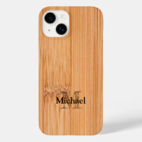 Cool light brown bamboo wood print Monogram