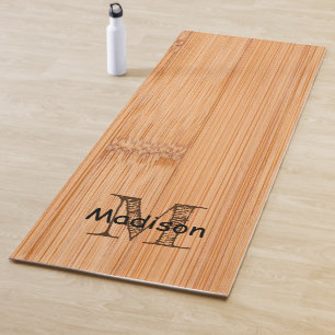 Cool light brown bamboo wood print Monogram  Yoga Mat