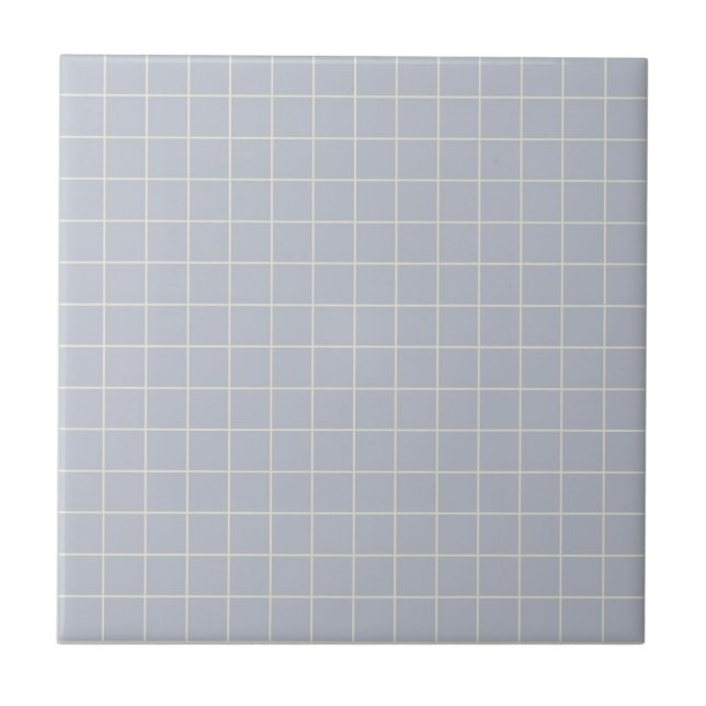 Cool Lilac & White Chequered Pattern Retro  Tile (Front)