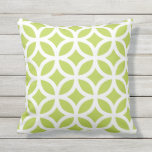 Cool Lime Geometric Pattern Outdoor Pillows<br><div class="desc">Cool Lime interlocking circles geometric pattern outdoor pillow. Made in the USA. UV and mildew resistant garden or patio pillows in with modern designs in bright summer colours. Available in 16 or 20 inch square and 13 by 21 rectangular sizes. Insert included. (Also available as an interior couch or sofa...</div>
