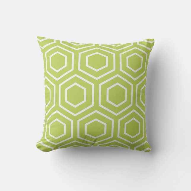 Cool Lime Geometric Pattern Outdoor Pillows (Front)