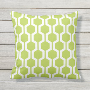 Cool Lime Geometric Trellis Outdoor Pillows