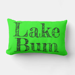 cool lime green and black LAKE BUM typography Lumbar Pillow