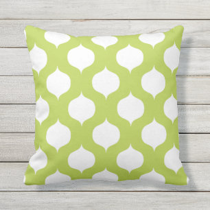 Cool Lime Moroccan Pattern Outdoor Pillows