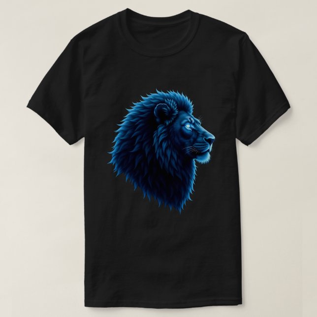 Cool Lion Animal With Blue Eyes Artwork Lion T-Shirt (Design Front)