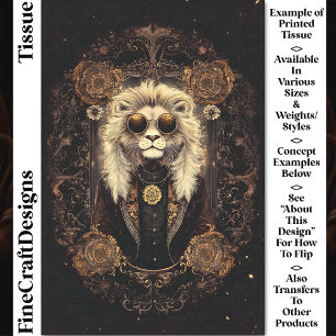 Cool Lion Art Nouveau Gold Filigree CM5 Decoupage Tissue Paper