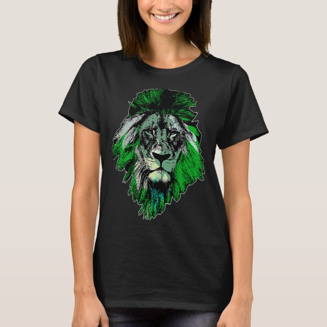 Cool Lion Camouflage Animal Face Big Cat T-Shirt (Front)