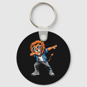 Cool Lion Dabbing Gift For Men Women Boys Girls Ki Keychain