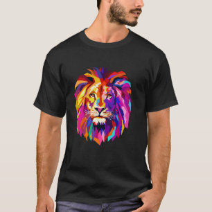 Cool Lion Head Design with Bright Colourful T-Shirt