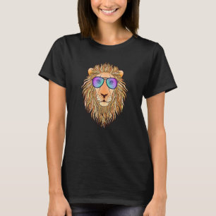 Cool Lion Head Face Animal with Sunglasses Eyeglas T-Shirt