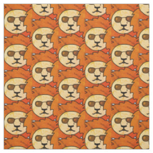 Cool Lion Head Orange Drawing Pattern Kids Fabric