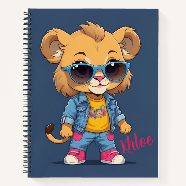 Cool Lion Personalized  Notebook (Front)