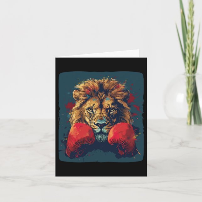 Cool Lion With Boxing Gloves Costume  Card (Front)