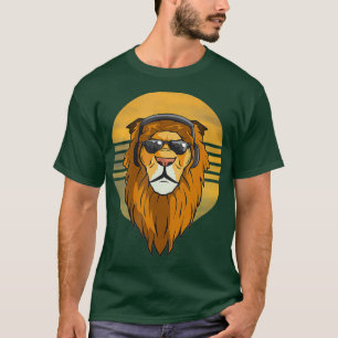 Cool Lion with Headphones Music T-Shirt