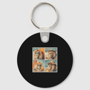 Cool Lions With Sungles Beach Animals Vacation Sum Keychain