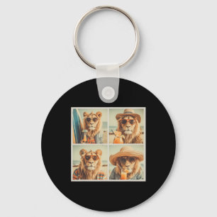Cool Lions With Sungles Cute Animal Vacation Beach Keychain