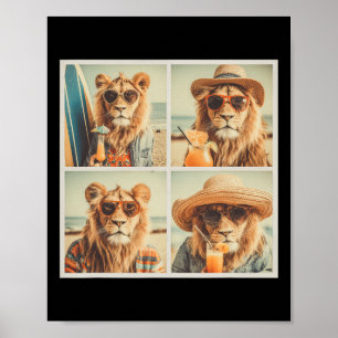 Cool Lions With Sungles Cute Animal Vacation Beach Poster