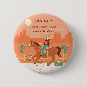 Cool little cowboy and horse Birthday Party 2 Inch Round Button